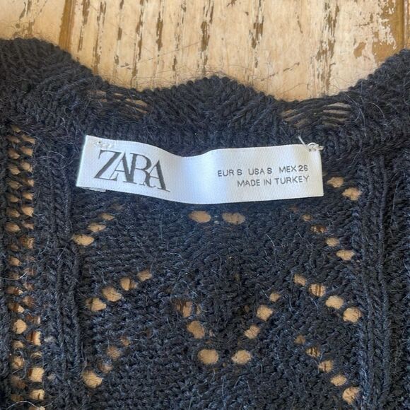 ZARA Black Knit Cardigan Top Jacket size S - Picture 9 of 14